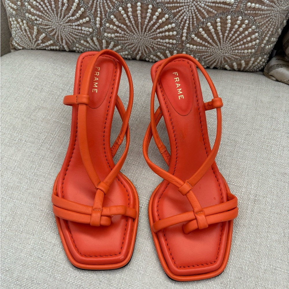 Frame Denim Women's Orange Strappy Sandals NEW